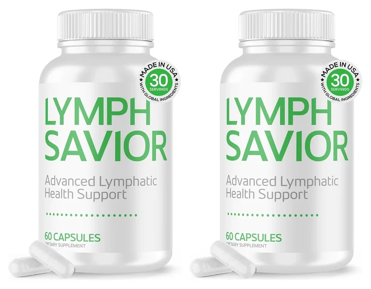 Lymph Savior two-bottle pack, 2 white bottles of 60 capsules