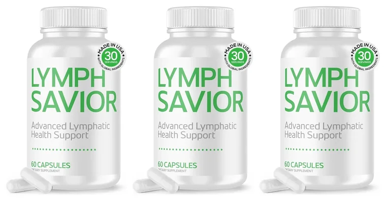 Lymph Savior three-bottle pack, 3 white bottles of 60 capsules